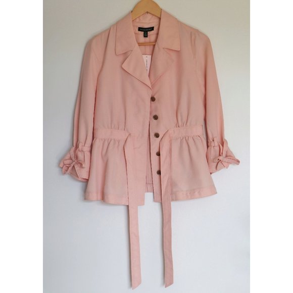 Banana Republic Soft Pink Lightweight Peplum Blazer with Bows NWT - Picture 1 of 10